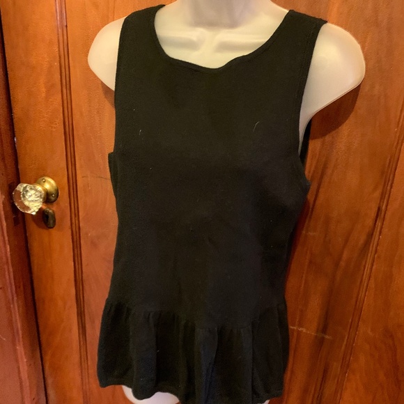 "LOFT" black, lt. wt. sweater, w/bottom ruffle, M - Picture 2 of 9